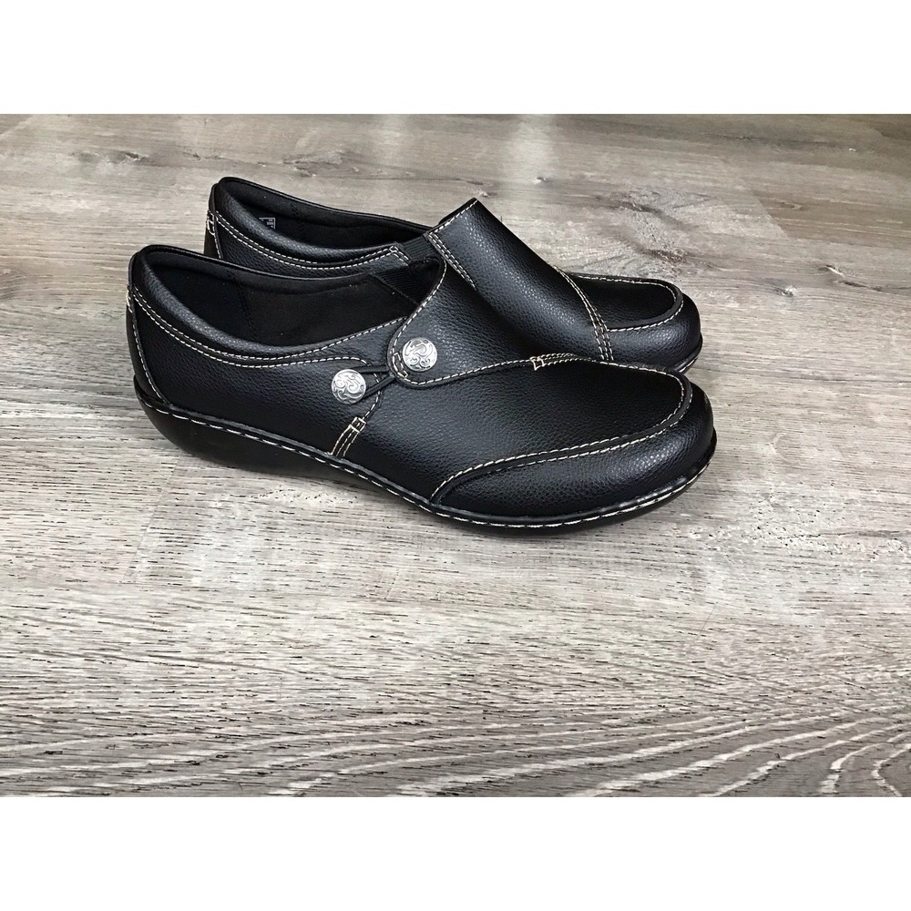 Clarks Ashland Lane Q Womens Casual Comfortable Black Slip On Loafers 9.5 XW